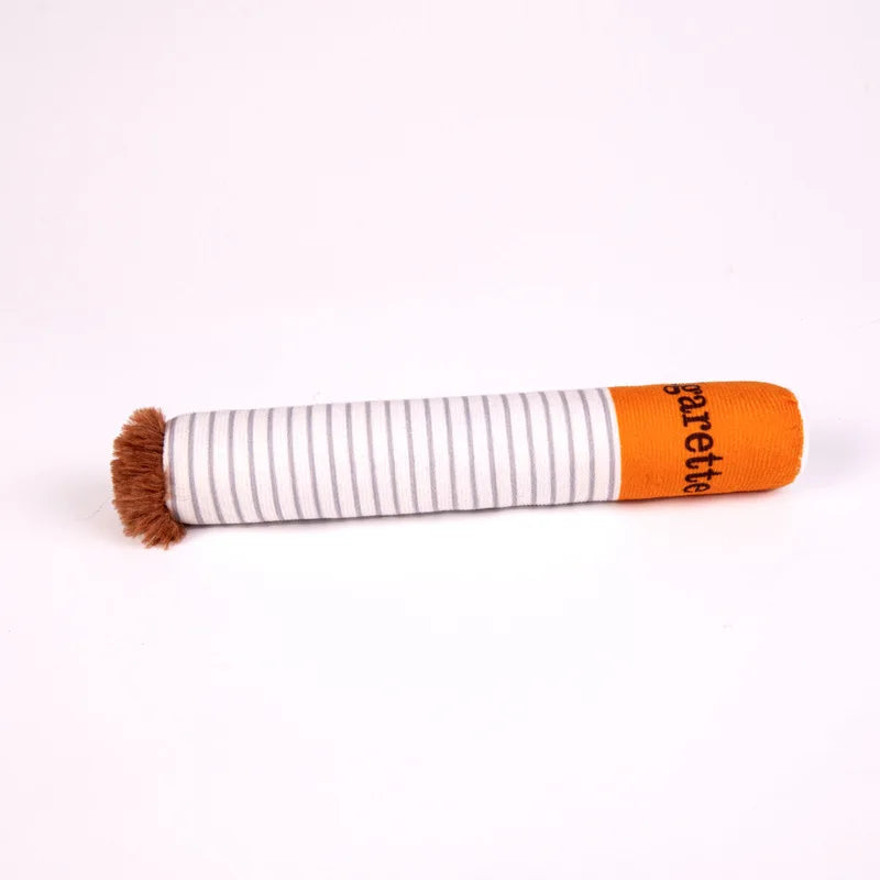 "Funny Plush Cigarette Dog Toy – Durable, Squeaky & Teeth-Cleaning Chew Toy for Playful Pups!"